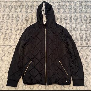 Avalanche Black Quilted Puffer Jacket with Hood